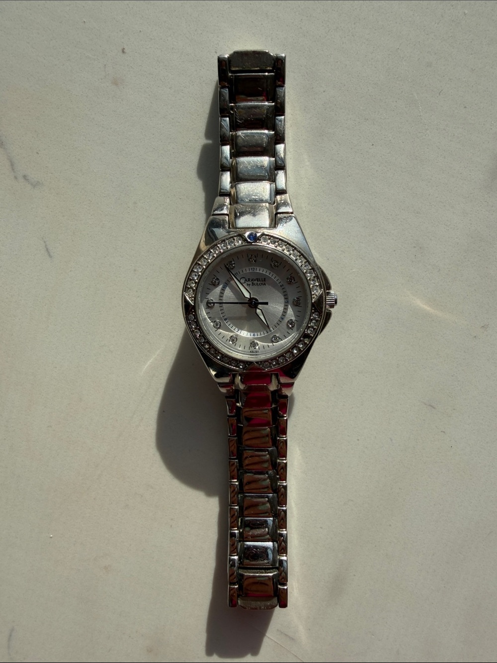 Bulova Silver Tone Crystal Accent Women's Watch